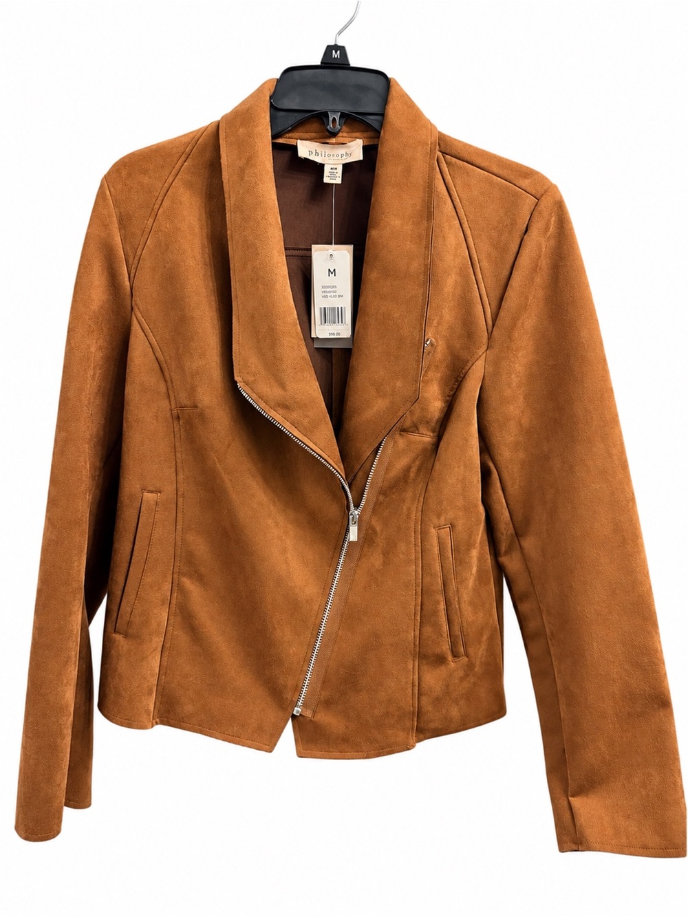 Philosophy Cognac Brown Suede Asymmetrical Zip Jacket - Women